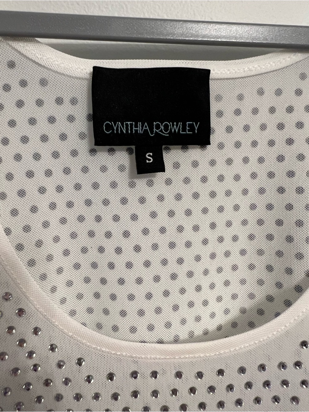 Cynthia Rowley White Studded Mesh Tank - Picture 3 of 6
